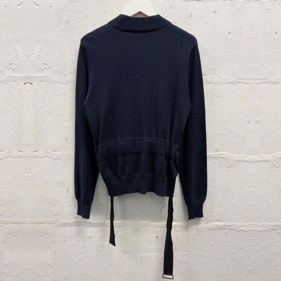 DRIES VAN NOTEN Navy Cotton Zip Up Cardigan - Picture 5 of 10